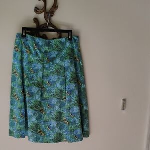 Talbots Green and Blue Floral A-Line Skirt